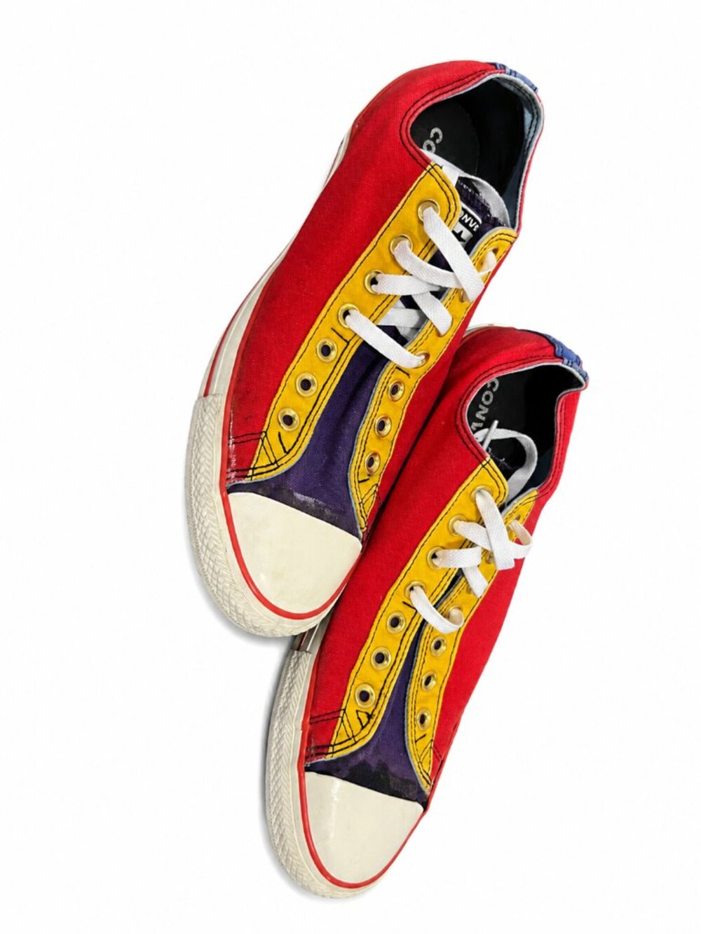 Converse All Star Low Top Colorblock Red Yellow Purple Canvas Sneakers Rare 11